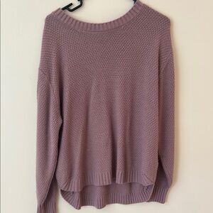 Zenana Outfitters Pink Crewneck Sweater with Ribbed Texture